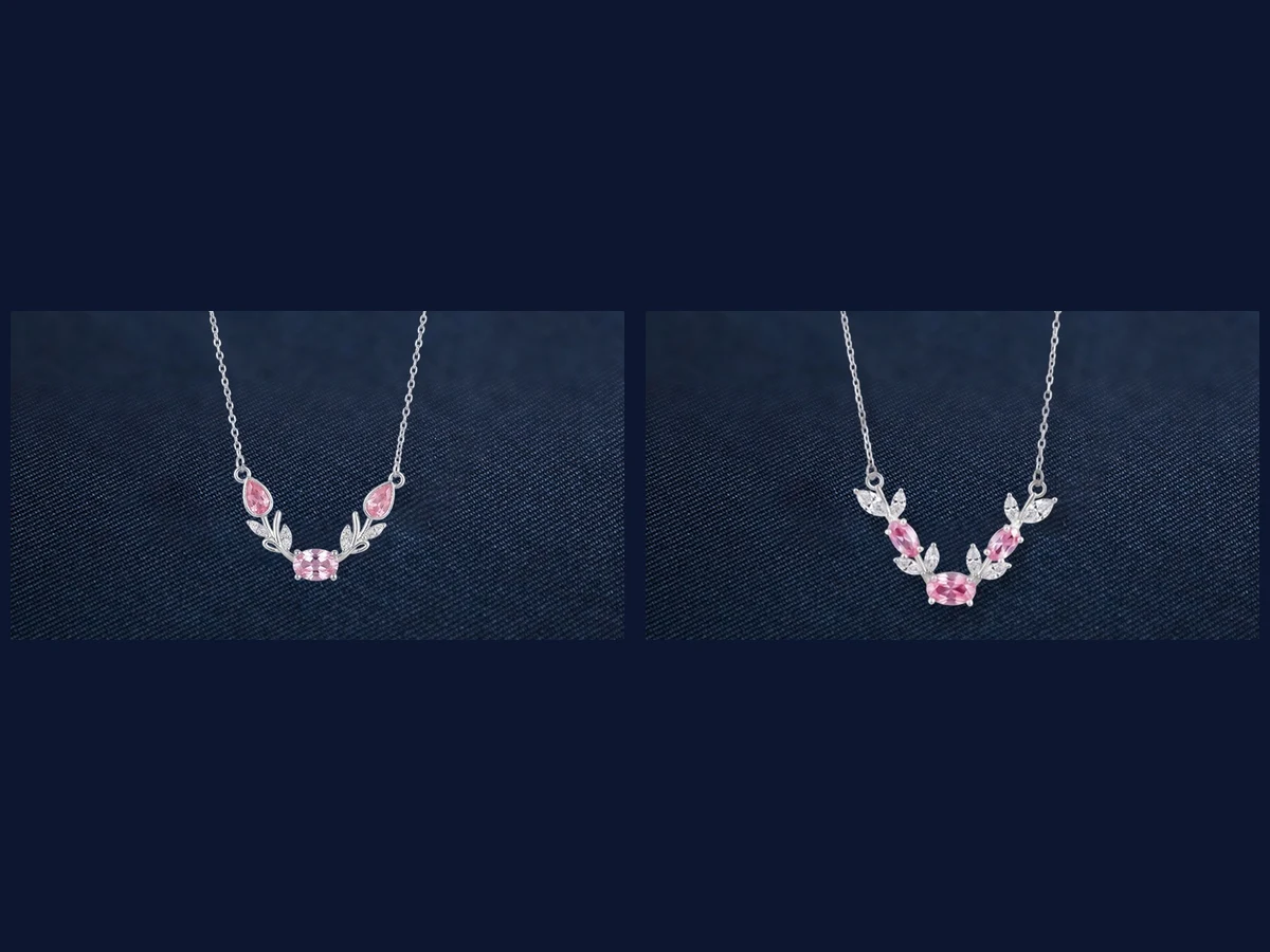 Hai mặt dây chuyền bạc mô-típ tulip của Asimi: bản Tulip Đơn một điểm nhấn và bản Full Tulip dàn ngang