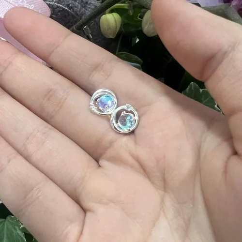Khách đánh giá Bông tai bạc Ý S925 đính đá Ocean đơn giản Asimi Ocean Line KT35
