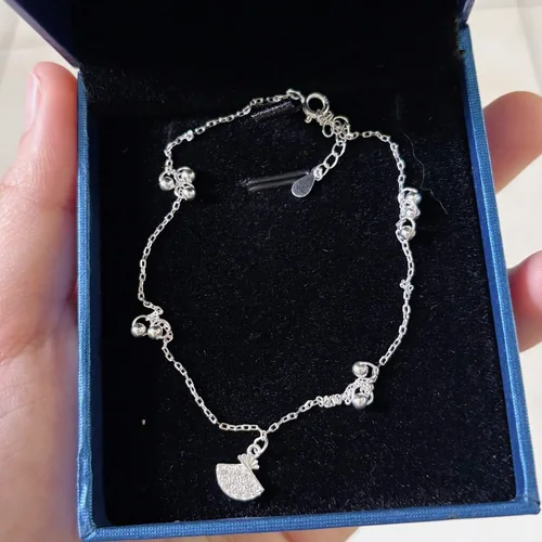 Khách đánh giá Lắc chân bạc Ý S925 Quạt Chuông Leng Keng Asimi Jingle Chime LC11